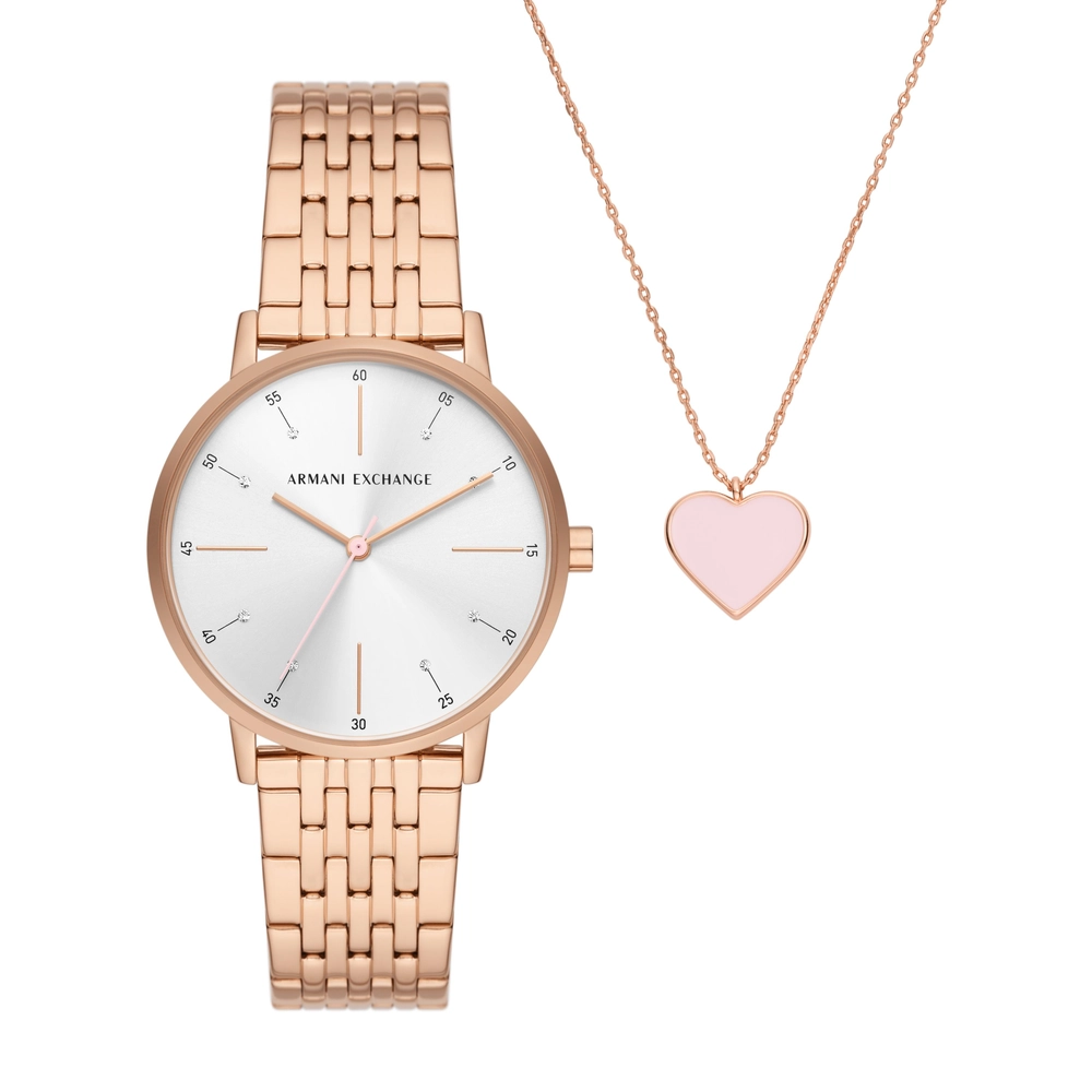 ARMANI EXCHANGE WATCH - AX7145SET - WOMEN - ROSE GOLD - 36MM - QUARTZ/3 HANDROSE GOLD