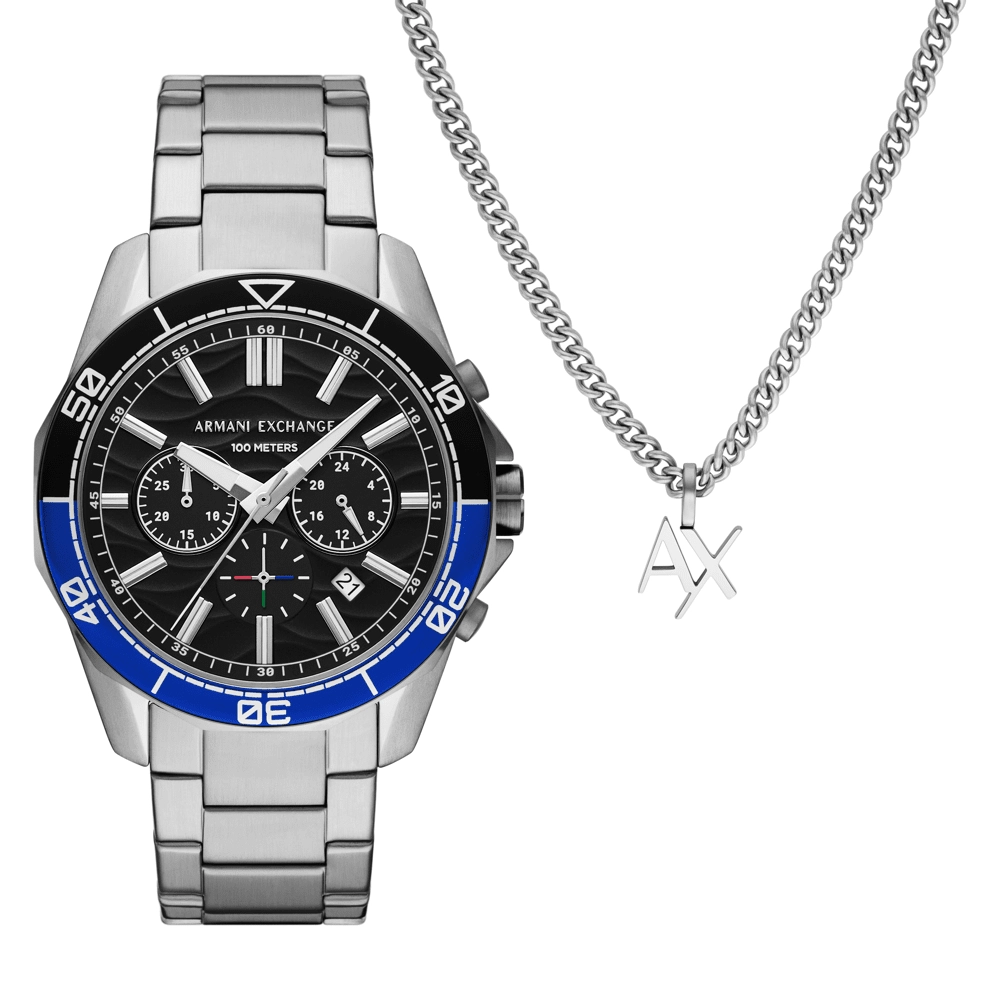 ARMANI EXCHANGE WATCH - AX7166SET - MEN - SILVER - 44MM - QUARTZ/CHRONOSILVER