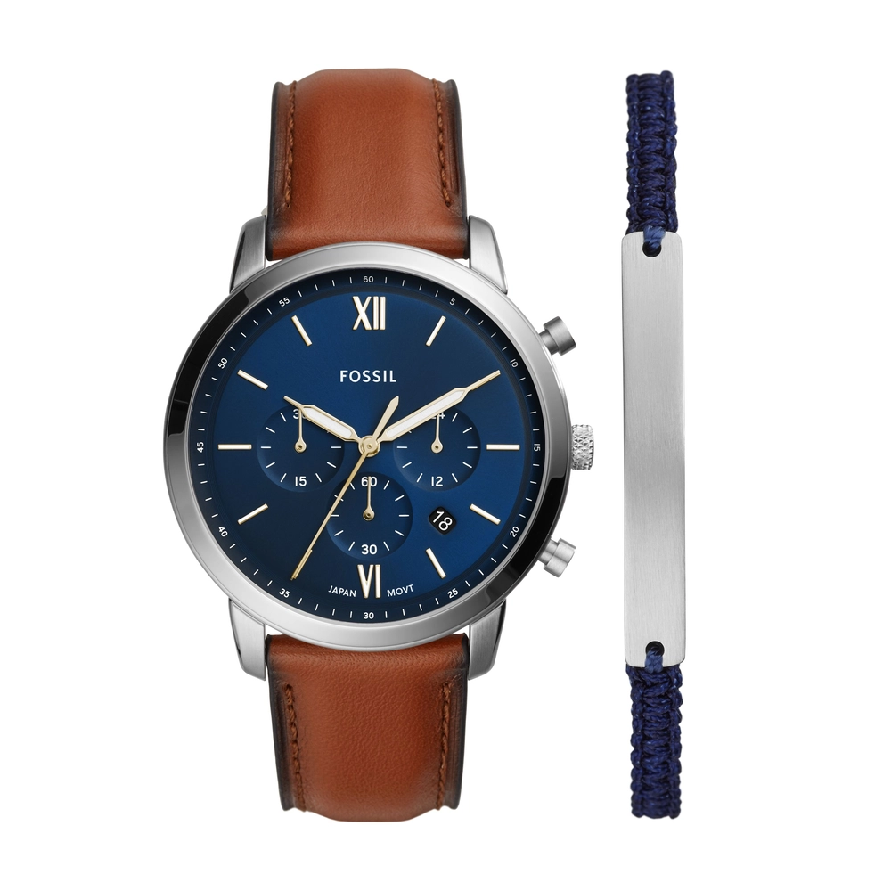 FOSSIL DF WATCHES - FS5708SET - MEN - SILVER - 44MM - QuartzBROWN