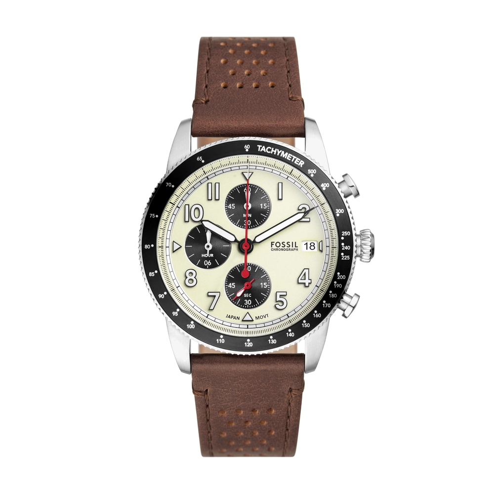 FOSSIL DF WATCHES - FS6042 - MEN - SILVER - 42MM - QuartzBROWN