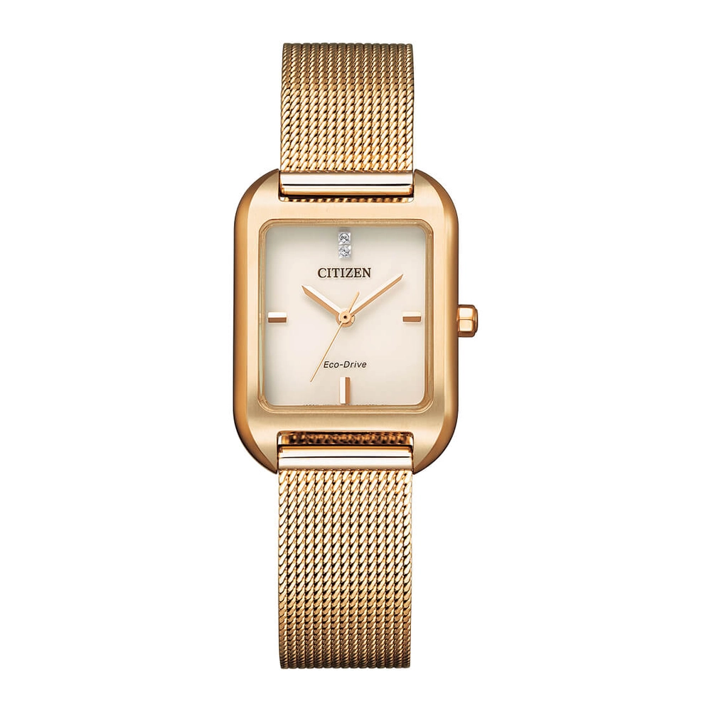 CITIZEN Watches - EM0493-85P - Eco-Drive Light PoweredStainless Steel Mesh with Rose Gold Plating